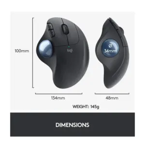 Logitech ERGO M575 Wireless Trackball Mouse – Ergonomic Design | Thumb-Controlled Trackball | Bluetooth & USB Receiver | Long Battery Life
