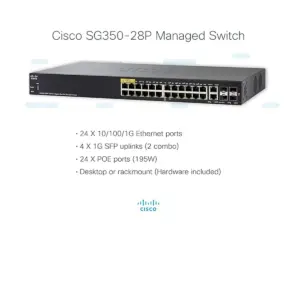 Refurbished Cisco SG350-28P Gigabit Managed Switch – 28-Port Layer 3 PoE+ Switch with SFP Uplinks | Business Network Switch